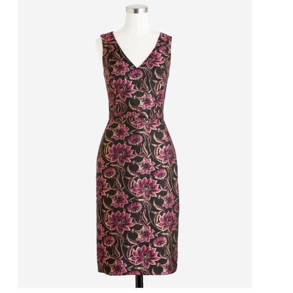 J CREW Sleeveless V-Neck Floral Jacquard Sheath Dress Size 6 NWT Pink/Black/Gold - Picture 17 of 17